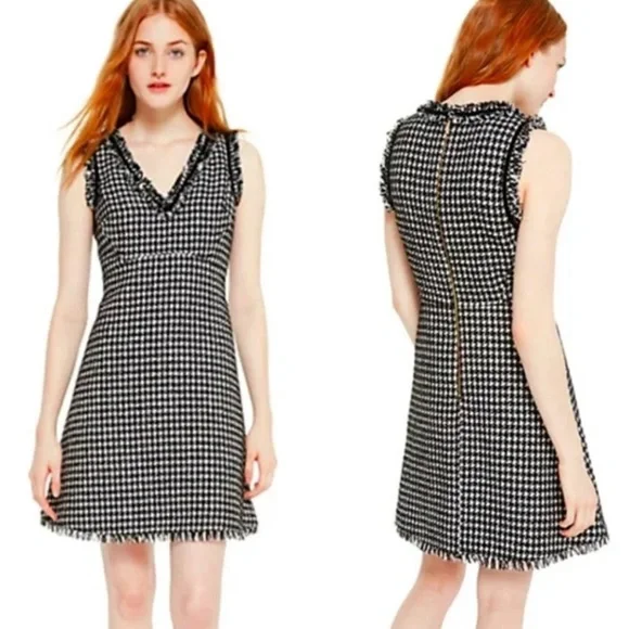 Women's Kate Spade New York Houndstooth Tweed Dress, Size 2 - Black